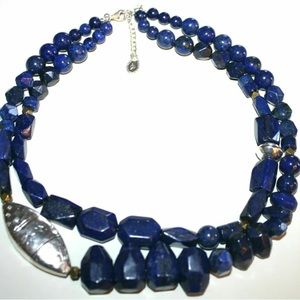SILPADA 925 Blue Lapis Lazuli GORGEOUS Double Strand Necklace N3098